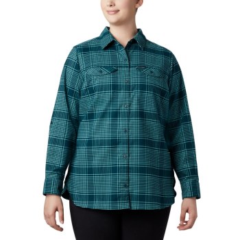 Columbia Silver Ridge Long Sleeve Flannel Top Plus Size, Camisa Azules Para Mujer | 582306-UET